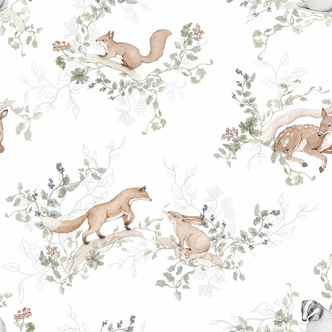 Matuu, Wallpaper, Woodland Whisper White