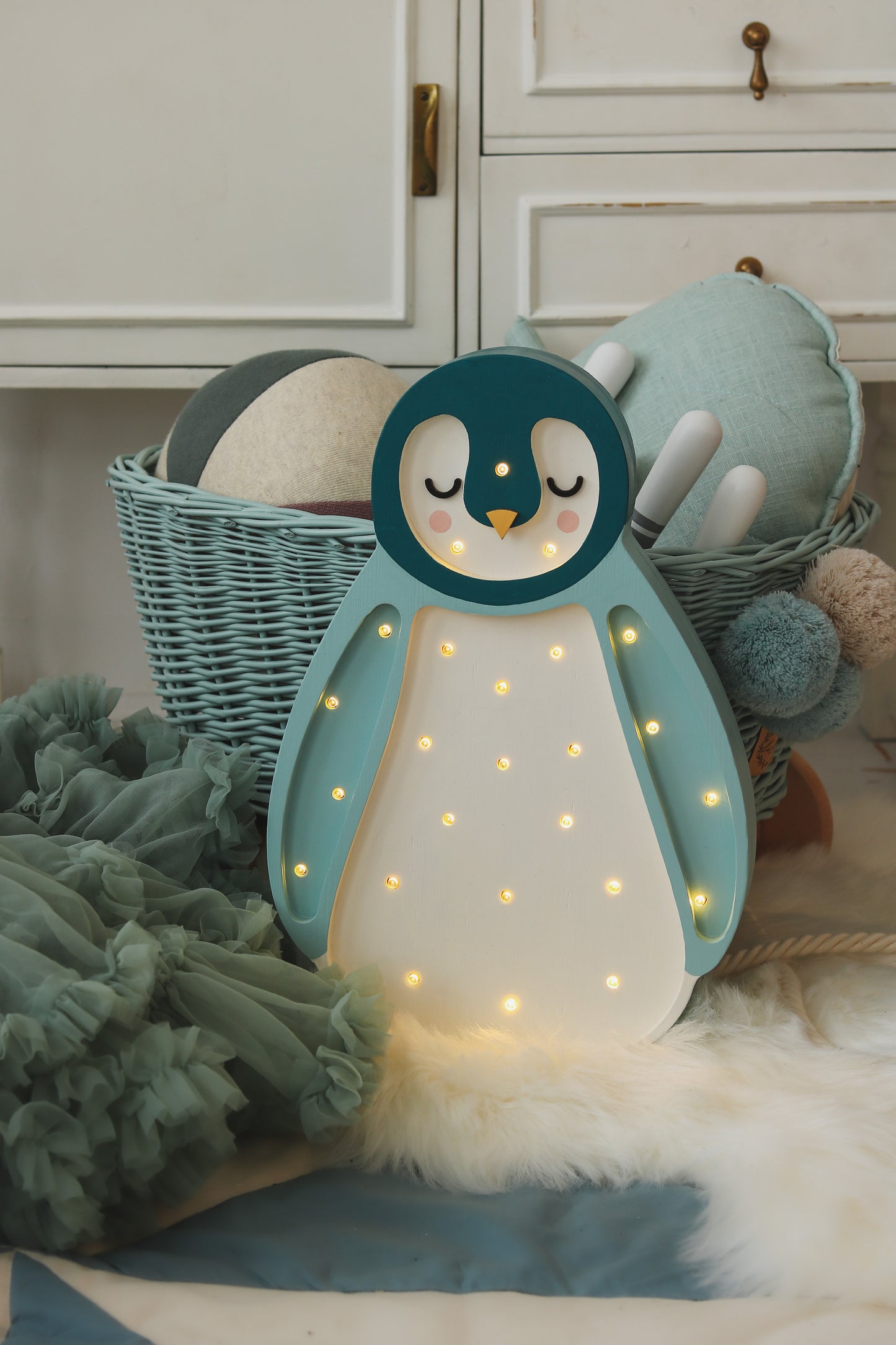 Little Lights, Night Light Baby Penguin, Teal