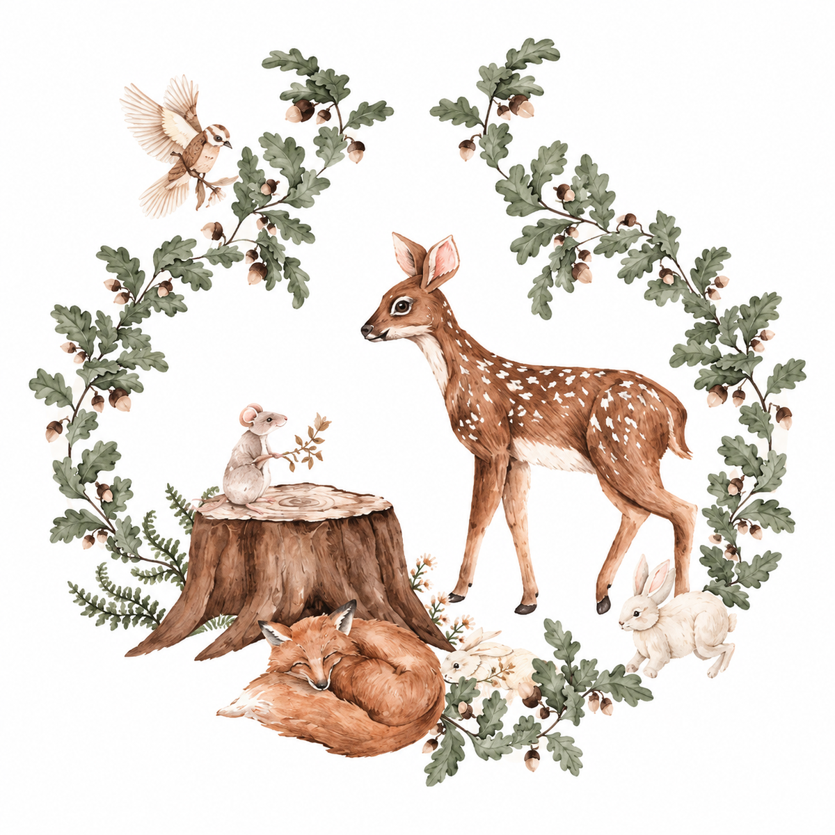 Seinätarra 140cm, Forest Animals Deer