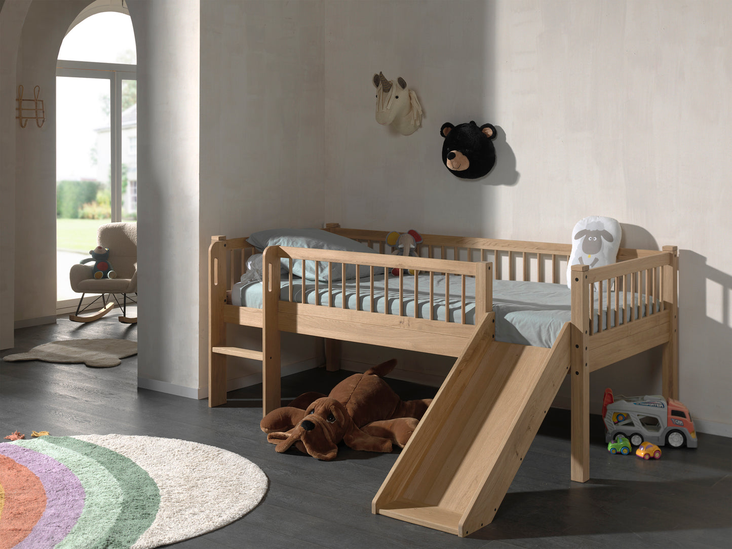 Vipack, Forrest Oak, Low Semi-Loft Bed 90x200cm, Oak