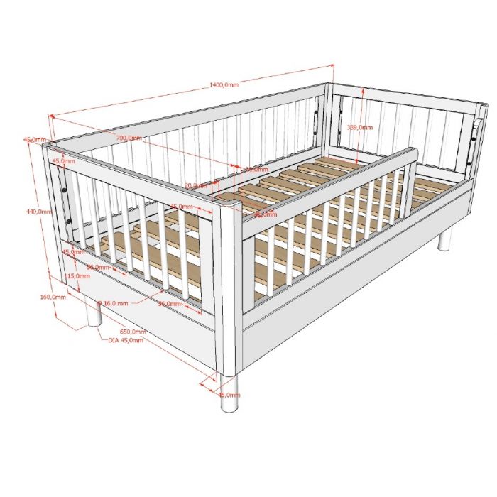 Vipack, Forrest Oak, Junior bed 70x140cm, Oak