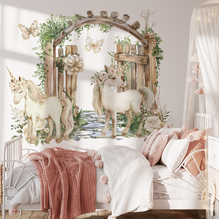 ENNAKKOTILAUS Seinätarra 140x140cm, Cream Unicorn