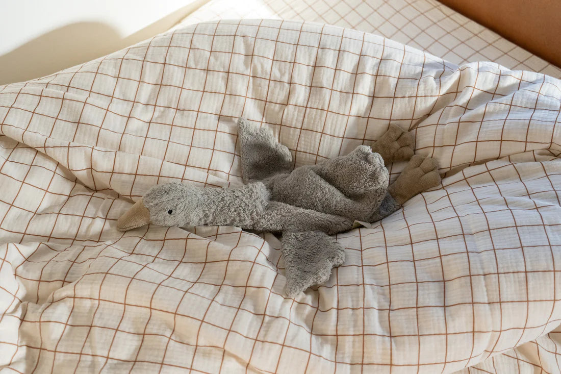 Matuu, påslakanset, brun rutig på kräm (3 olika storlekar)