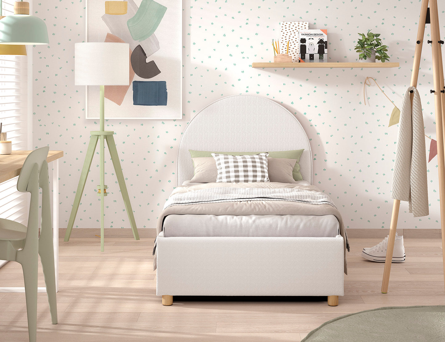 Vipack, Moon Sänky&Säilytys 90x200, Boucle White