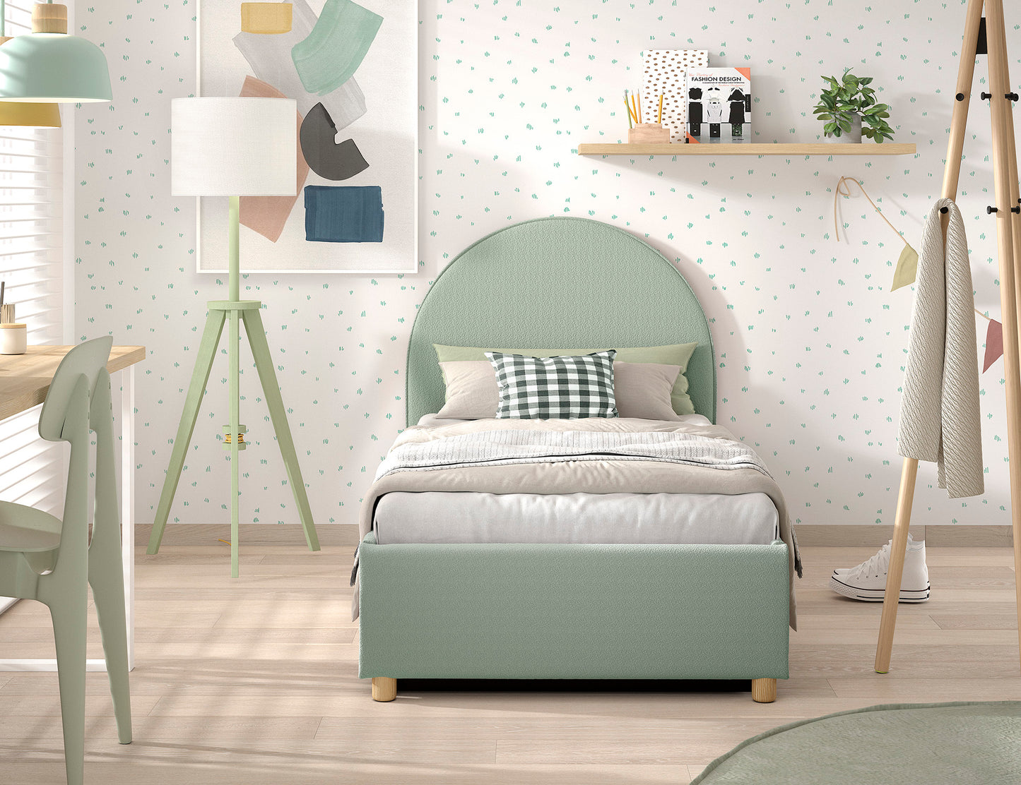 Vipack, Moon Sänky&Säilytys 90x200, Boucle Green