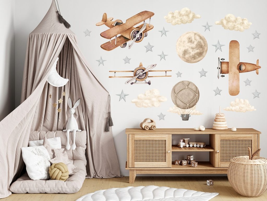 ENNAKKOTILAUS Seinätarra Setti, Retro Planes