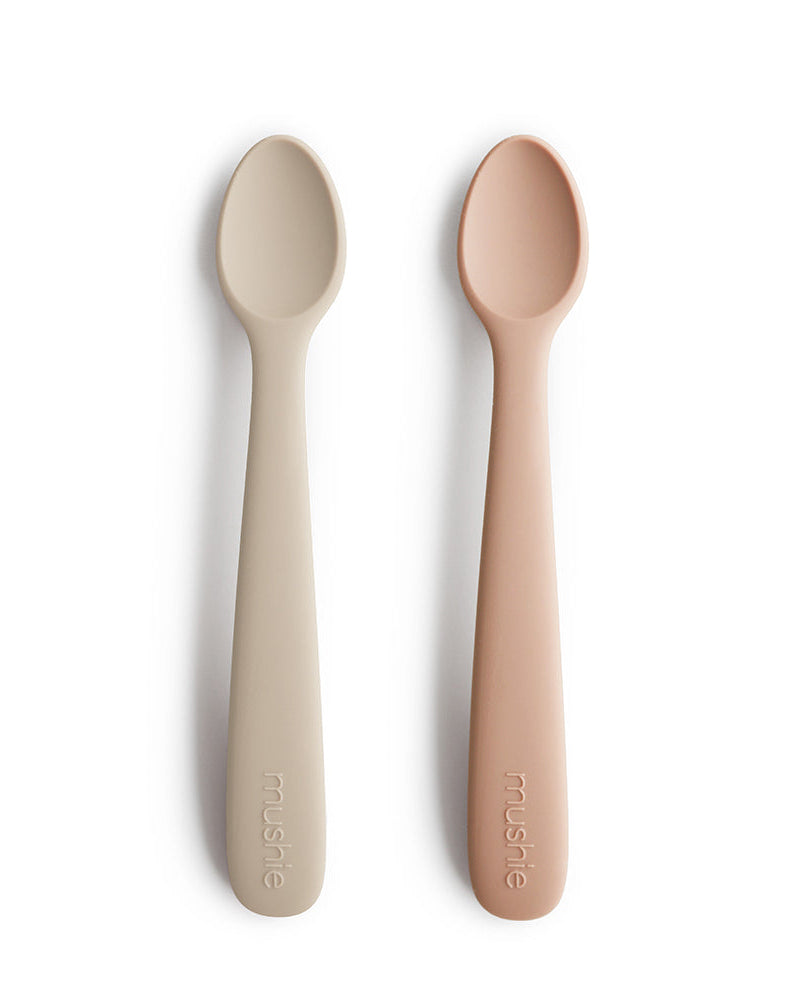 Mushie, Silicone Spoon Set 2pcs, Blush/Shifting Sand