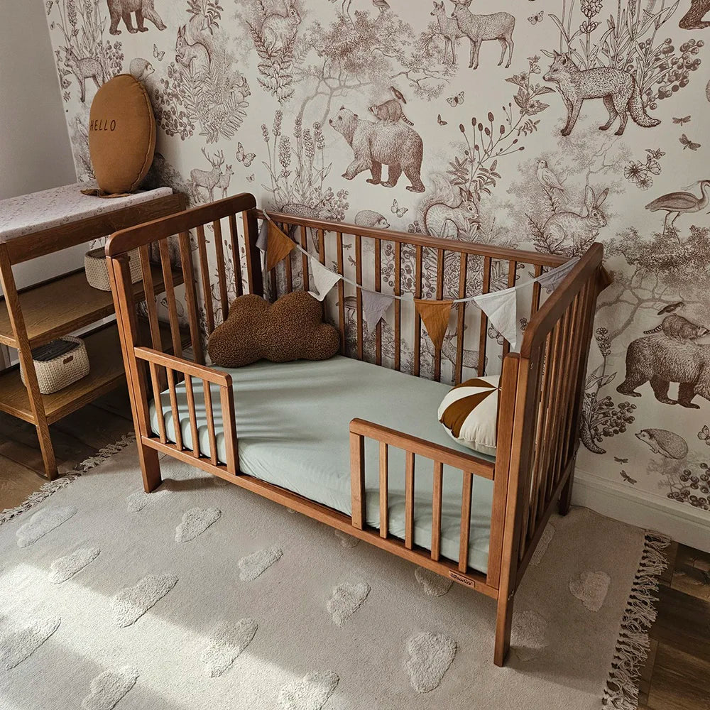 Woodies, Classic, Cot Bed (60x120 cm) Safety Rail Daybed, Walnut