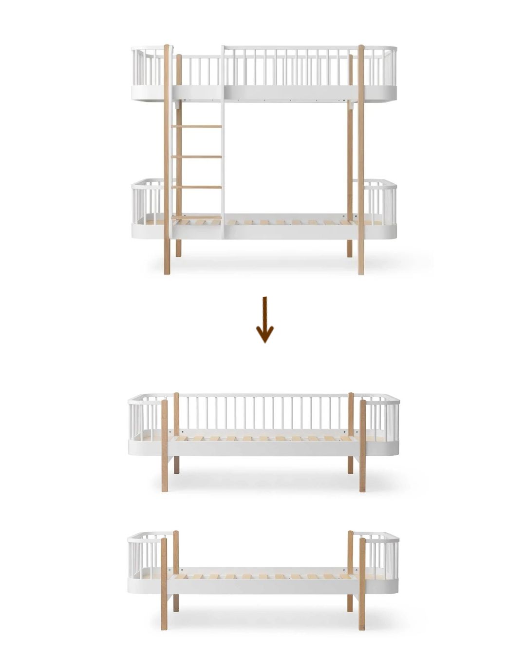 Oliver Furniture, Muunnossarja, Wood Original Korkea Kerrossänky 90x200cm Kahdeksi Juniorisängyksi