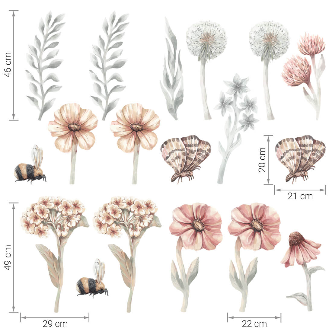 Pastelowe Love, Seinätarra Setti, Wildflowers 2