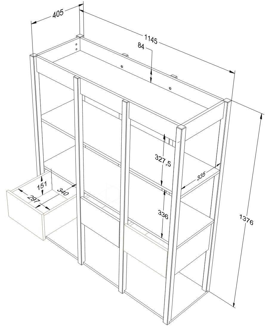 Wood Luck Design, Bookcase, Tweens Muted Blue