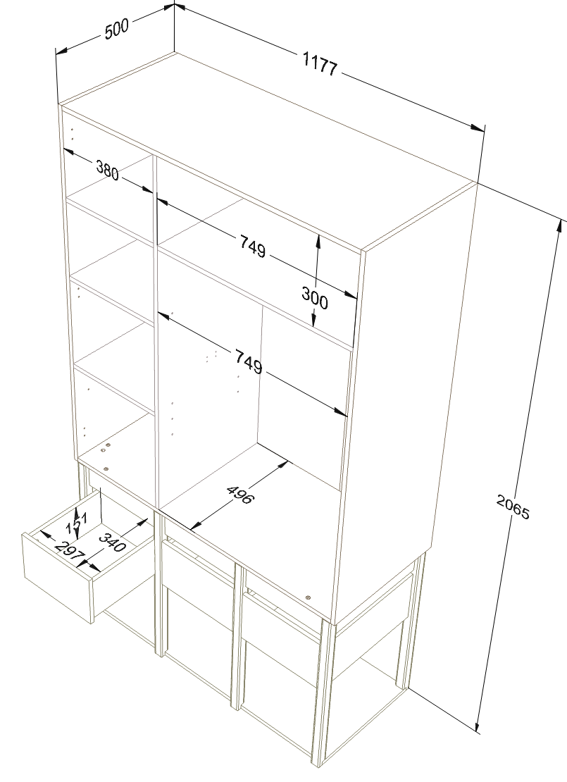 Wood Luck Design, Vaatekaappi, Tweens Muted Blue