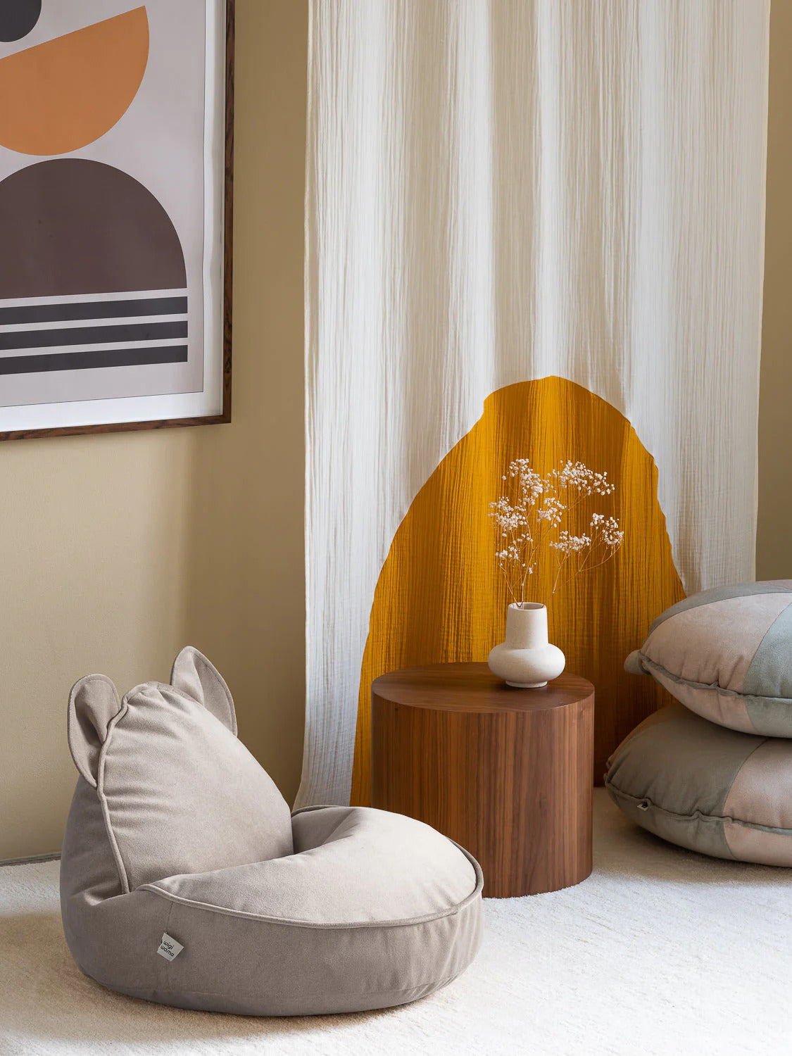 Wigiwama Bean Bag, Dusty Beige Bear