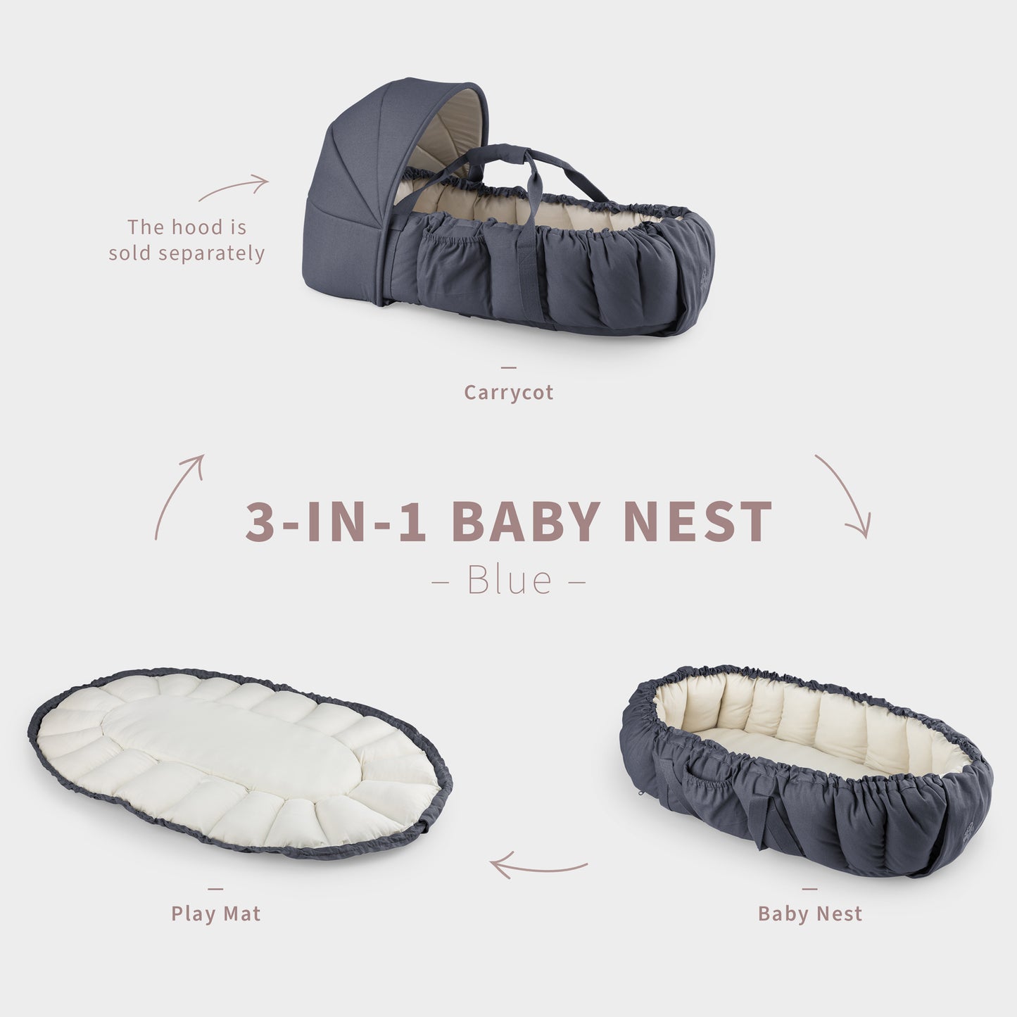 Sebra, 3-in-1 Baby Nest, Blue