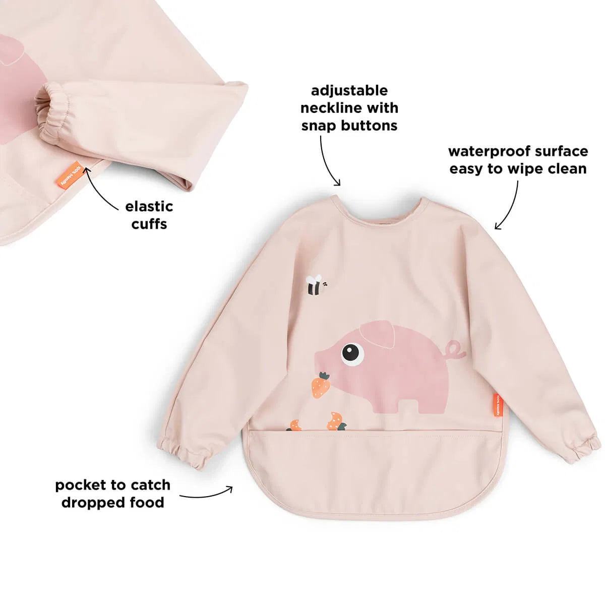 Tiny Farm, Bib with Sleeves, Powder