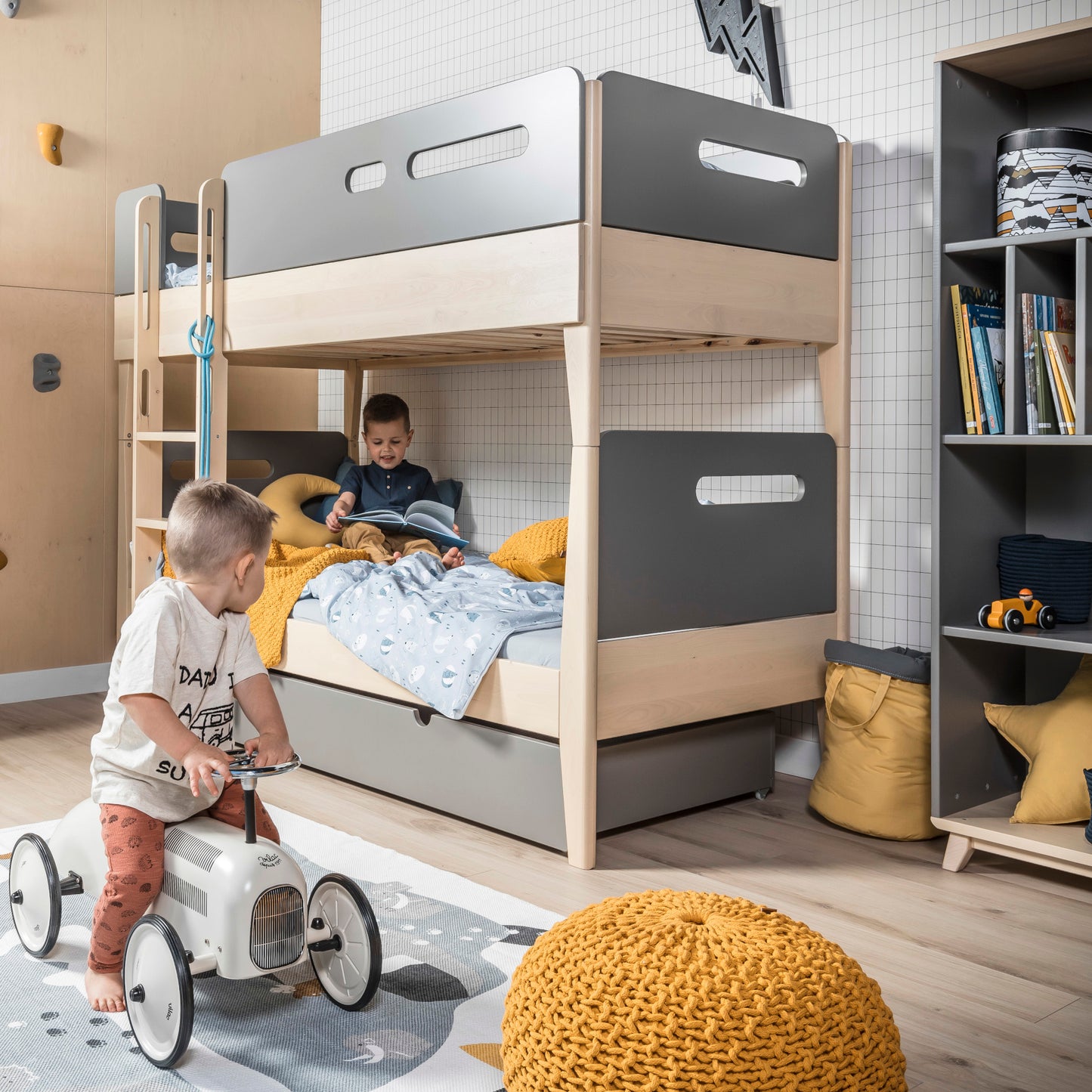Inmondo, Minimondo Bunk Bed 90X200 cm, Grey