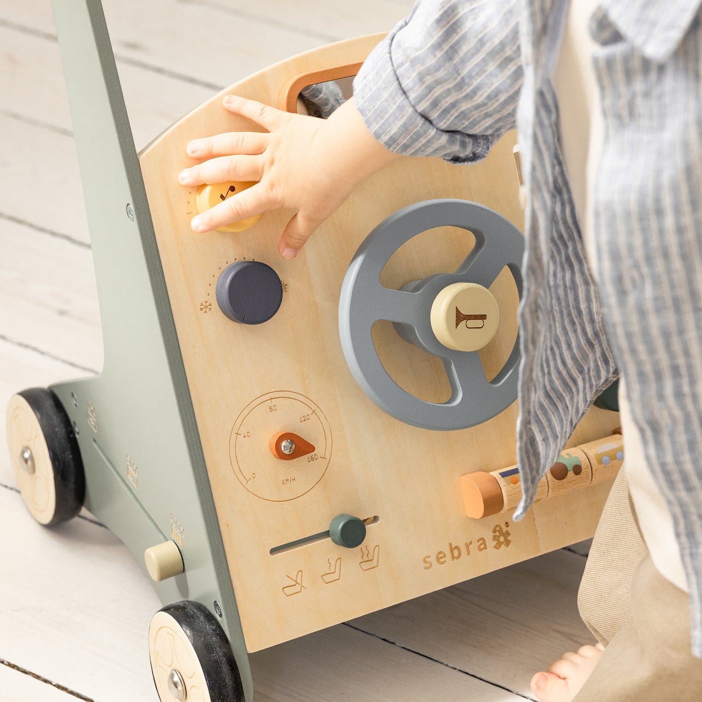 Zebra, 2-i-1 aktiveringsleksak och gånghjälpmedel, bil