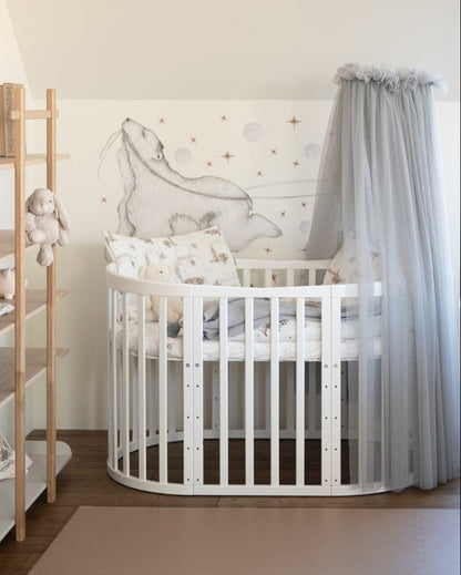 Waldin, Vuodekatos Pinnasängylle 7-in-1, Grey Tulle