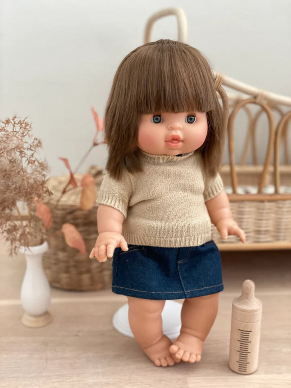 Minikane, Nuken Neule ja Hame Setti, Natural/Jeans