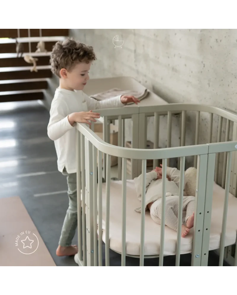 Waldin, Cot 7in1 + Mattress, Olive