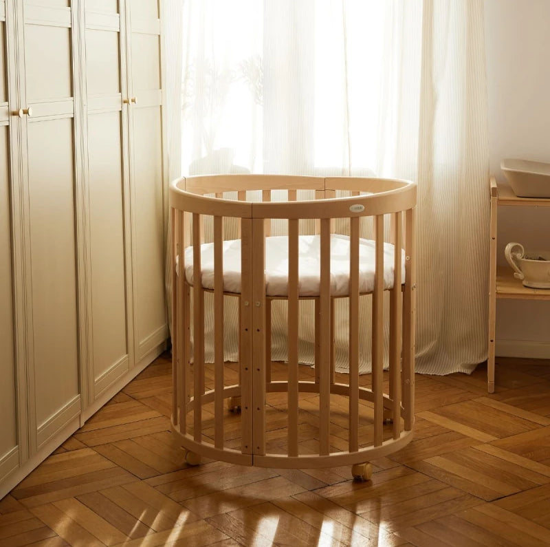 Waldin, Oval Pinnasänky 7in1 + Patja, Natural Wood
