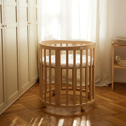 Waldin, Oval Pinnasänky 7in1 + Patja, Natural Wood