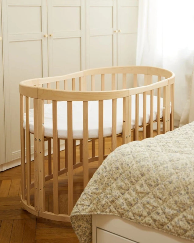 Waldin, Oval Pinnasänky 7in1 + Patja, Natural Wood