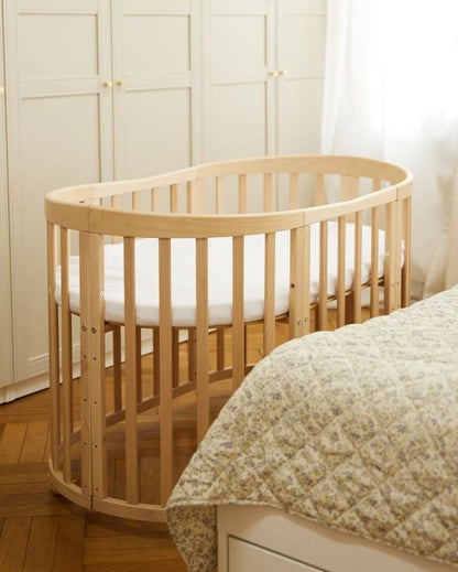 Waldin, Oval Pinnasänky 7in1 + Patja, Natural Wood