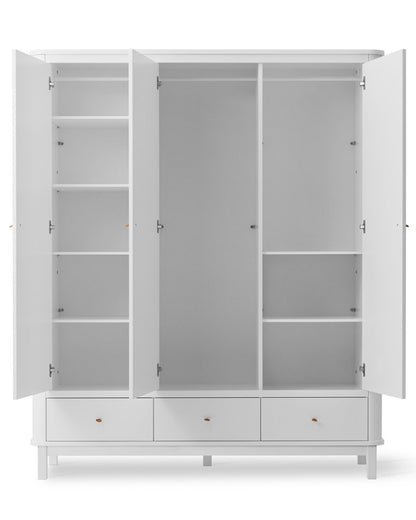 Oliver Furniture, Wood, Vaatekaappi 3 ovea, White