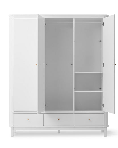 Oliver Furniture, Wood, Vaatekaappi 3 ovea, White