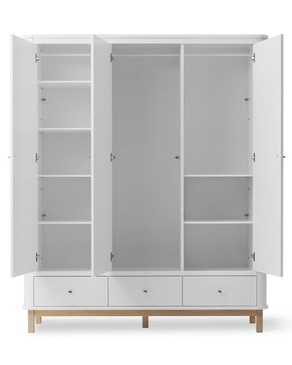 Oliver Furniture, Wood, Vaatekaappi 3 ovea, White/Oak