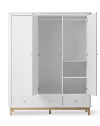 Oliver Furniture, Wood, Vaatekaappi 3 ovea, White/Oak