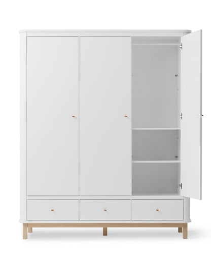 Oliver Furniture, Wood, Vaatekaappi 3 ovea, White/Oak