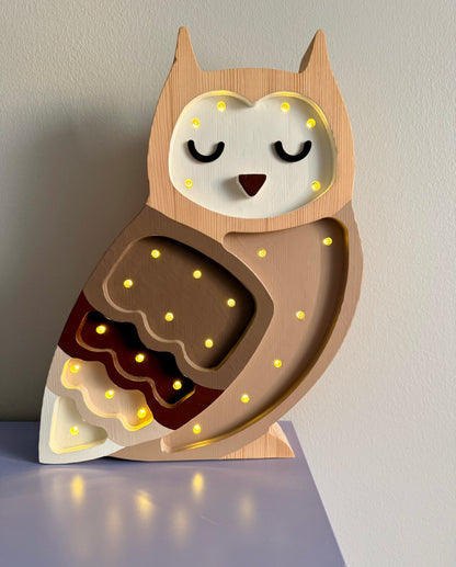Little Lights Night Light, Owl Ombre Brown