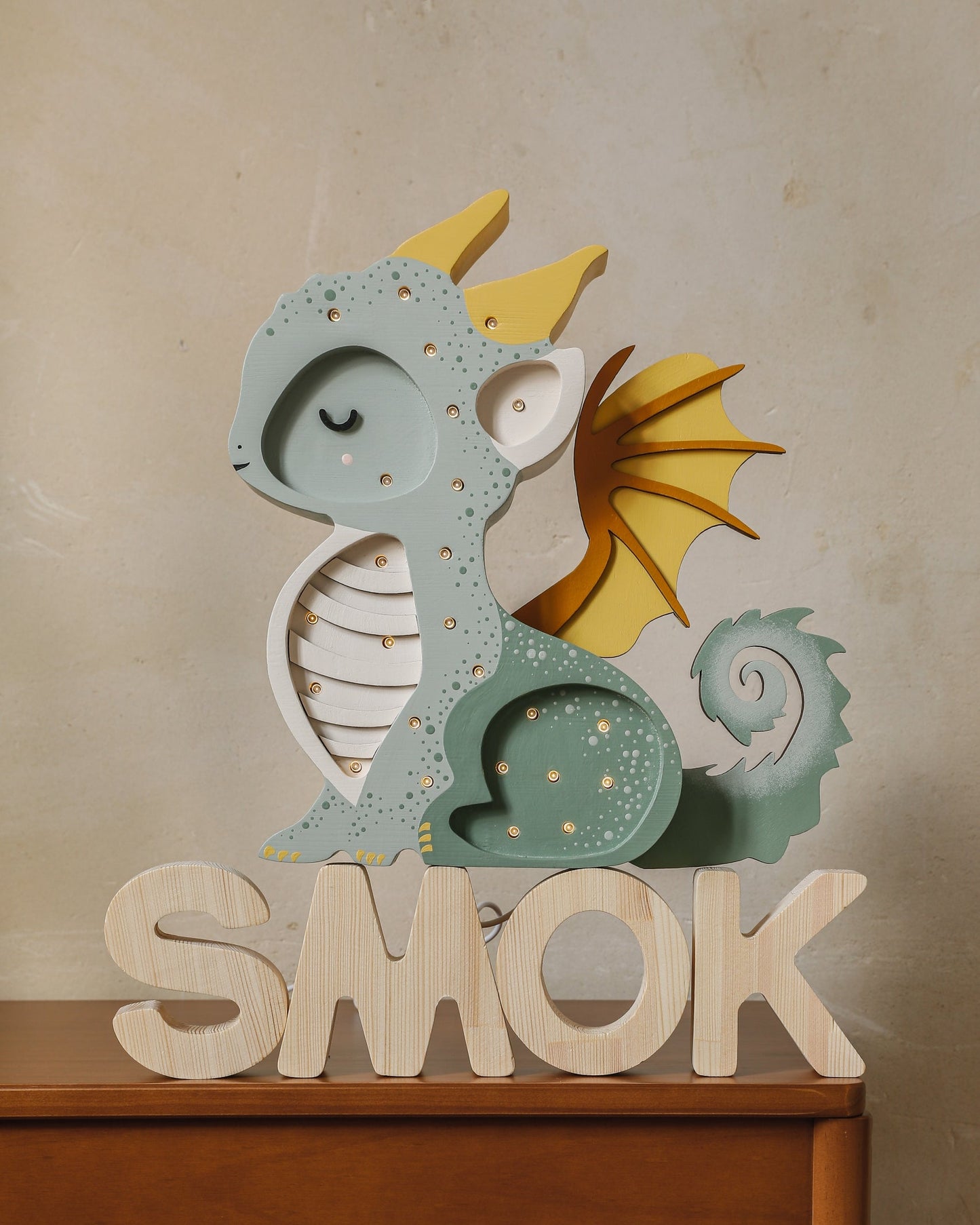 Little Lights Night Light, Baby Dragon, Hunter Green