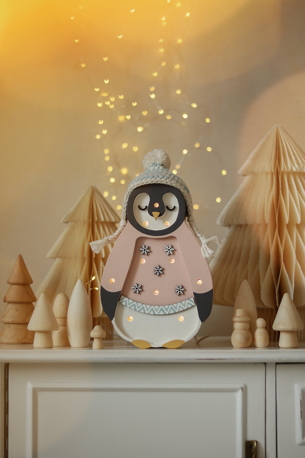 Little Lights, Night Light MINI Penguin, Rosa