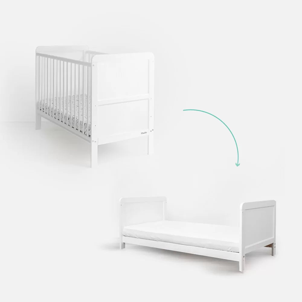Woodies, Cot bed 2 IN 1 Classic Cot Bed 70x140 cm, White