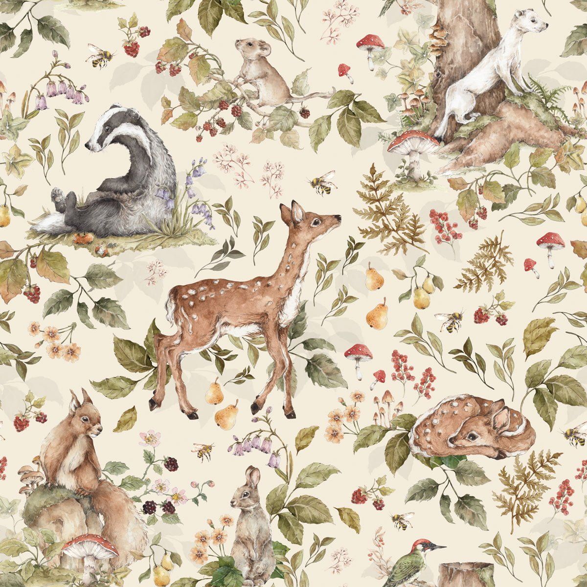 Cute Forest Animals Light, Tapetti