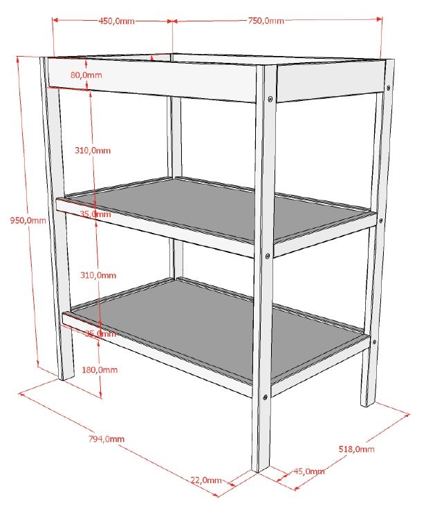 Vipack, Dino, Hoitopöytä, Natural