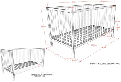 Vipack, Dino, Pinnasänky&Juniorisänky 70x140, Walnut