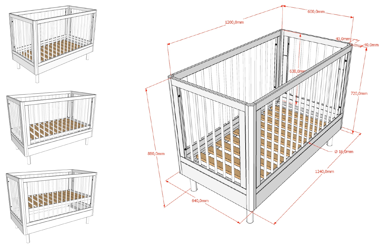 Vipack, Forrest Oak, Cot 60x120 cm, Oak