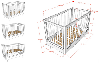 Vipack, Forrest Oak, Cot 60x120 cm, Oak