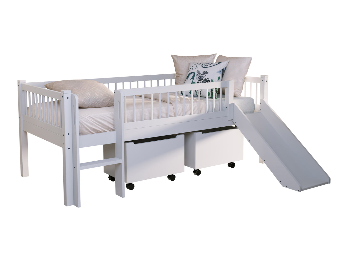 Vipack, Forrest Oak, Puoliparvisänky&Liukumäki 90x200cm, White