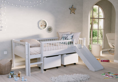 Vipack, Forrest Oak, Puoliparvisänky&Liukumäki 90x200cm, White