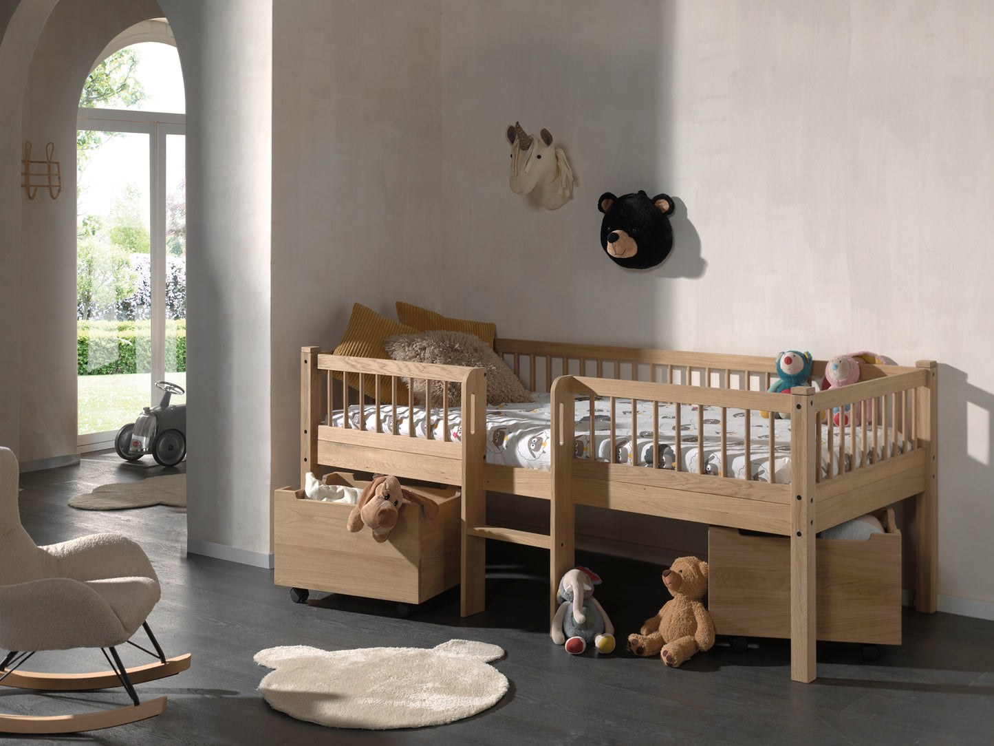 Vipack, Forrest Oak, Low Semi-Loft Bed 90x200cm, Oak