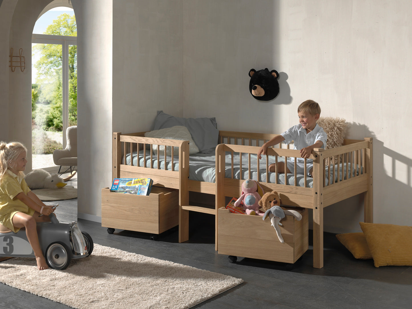 Vipack, Forrest Oak, Low Semi-Loft Bed 90x200cm, Oak