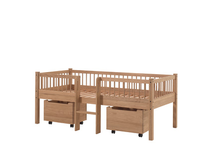 Vipack, Forrest Oak, Low Semi-Loft Bed 90x200cm, Oak