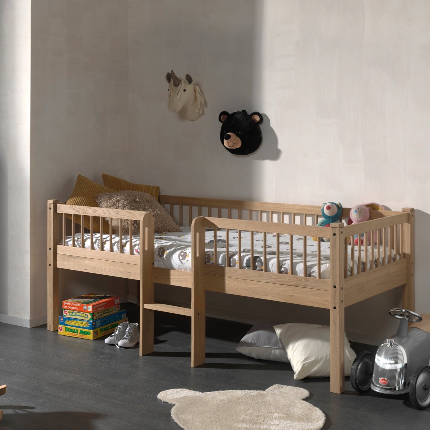 Vipack, Forrest Oak, Low Semi-Loft Bed 90x200cm, Oak