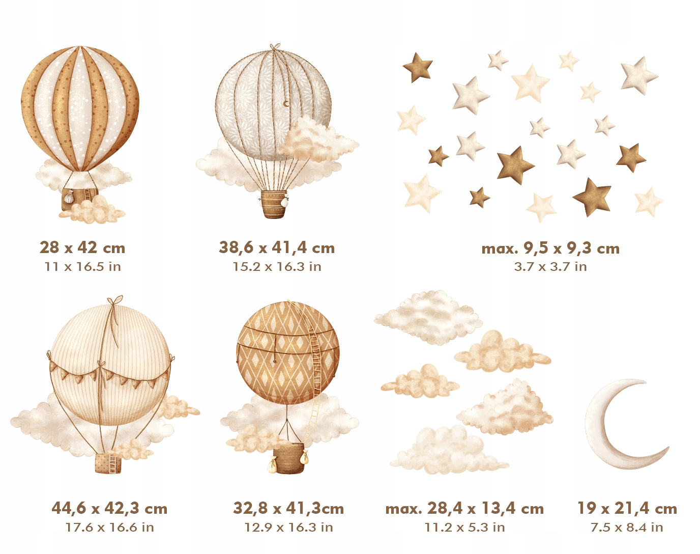 ENNAKKOTILAUS Seinätarra Setti,  Beige Balloons