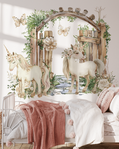 Wall sticker 140x140cm, Cream Unicorn